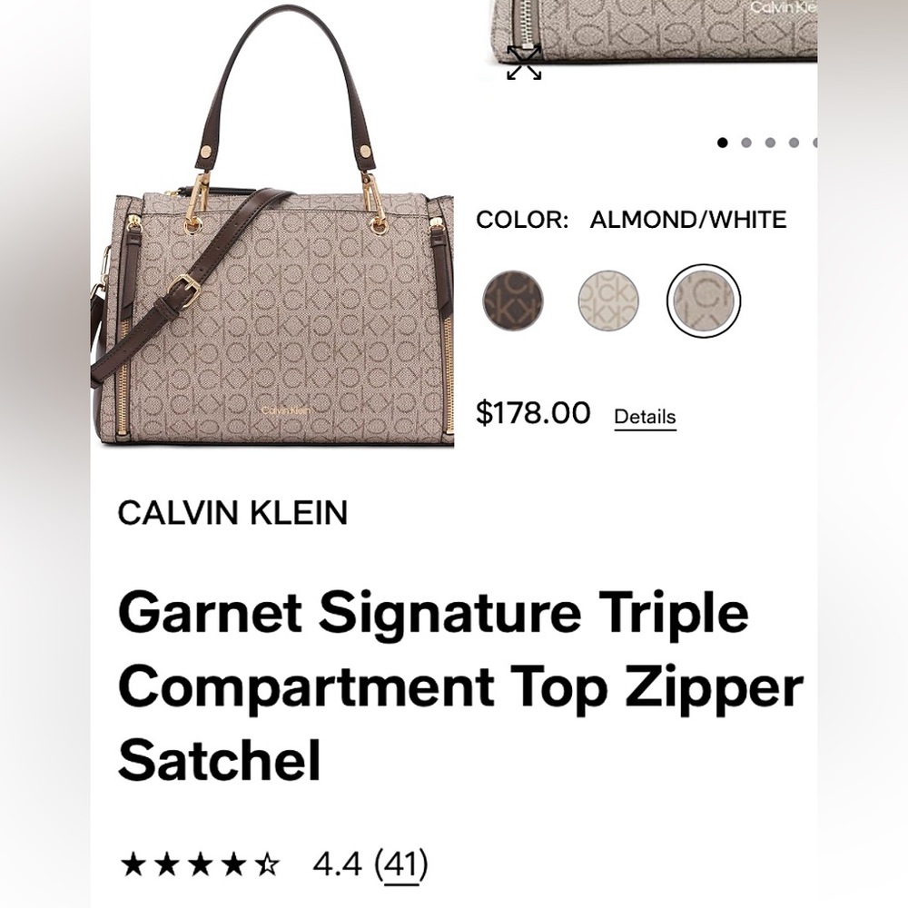 Calvin Klein Tri-Compartment Satchel Bag-PRISTINE - Picture 2 of 10